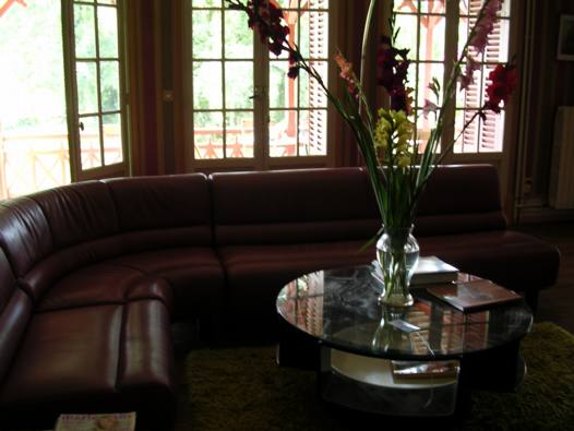 gladioli on the salon glass top table which moved from the bureau on July 29 2004